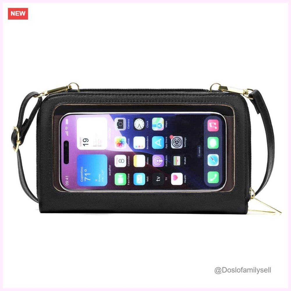 Small Crossbody Phone Bag with Card Slots, Adjustable Strap, Touchscreen Window